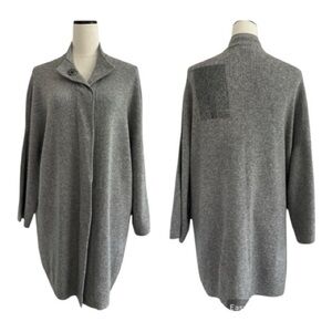 Thomas Wylde Cardigan Sweater Womens Small Gray Wool Cashmere Crystal Union Jack